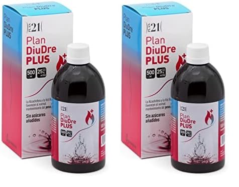 PLAMECA - Plan 21 DiuDre Plus, with Green Coffee, Green Tea, L-Carnitine and Chrome, Body Weight Control, Helps with Retention of Liquids and Swelled Belly, Balance of Liquids and Excess - 500 ml
