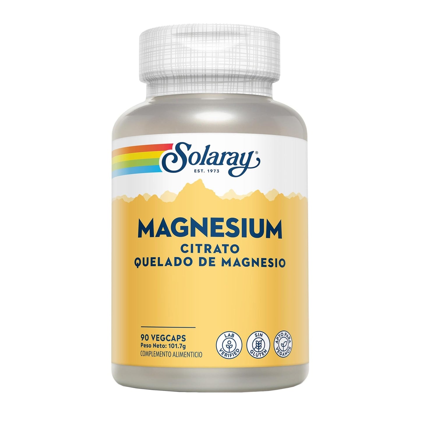SOLARAY® Magnesium - Magnesium Citrate.90 VegCaps - Helps decrease tiredness and fatigue - Contributes to normal muscle functioning - Gluten Free - Vegan Friendly