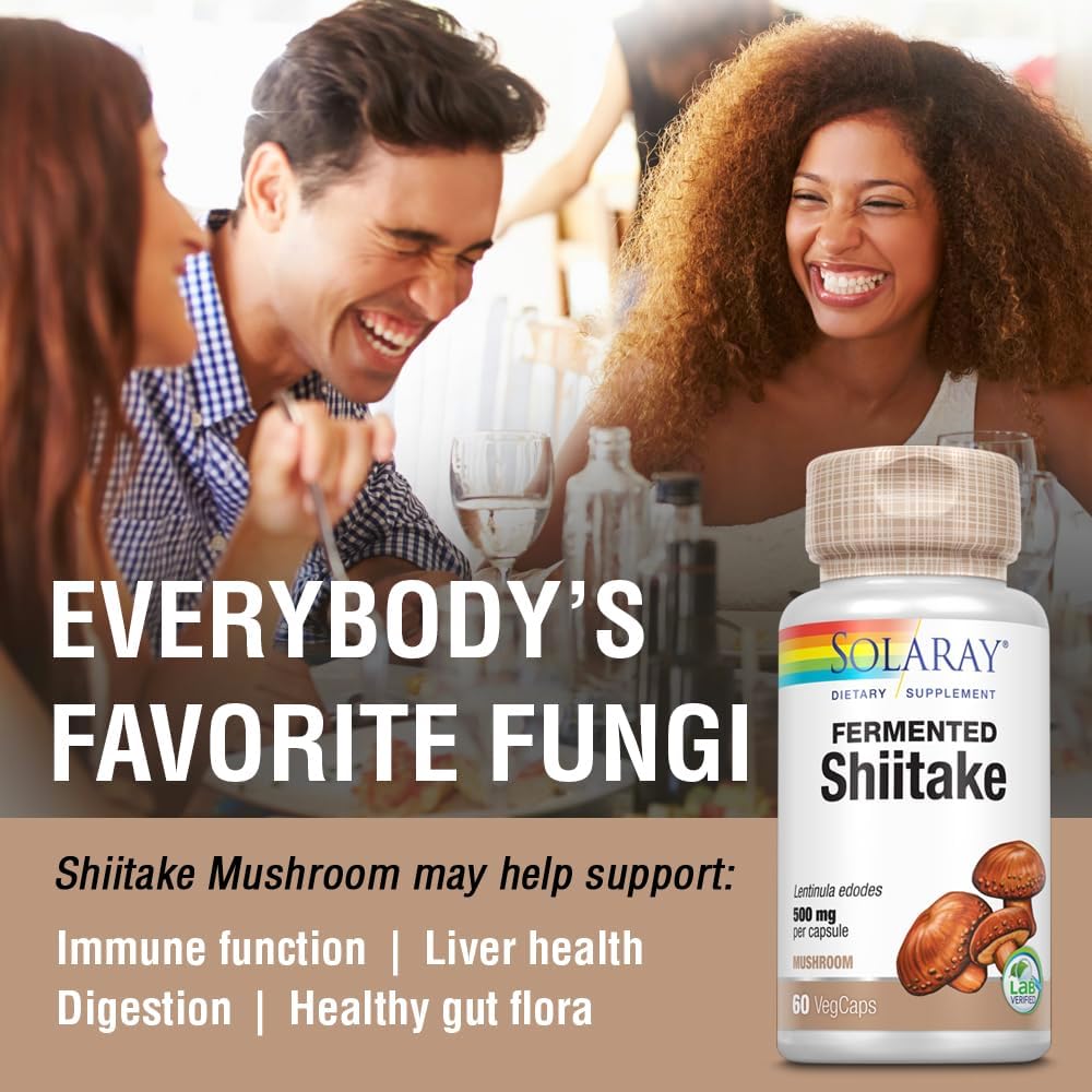 Solaray Shitake 500mg | Hongos | Organically Grown Fermented Mushroom | 60 VegCaps