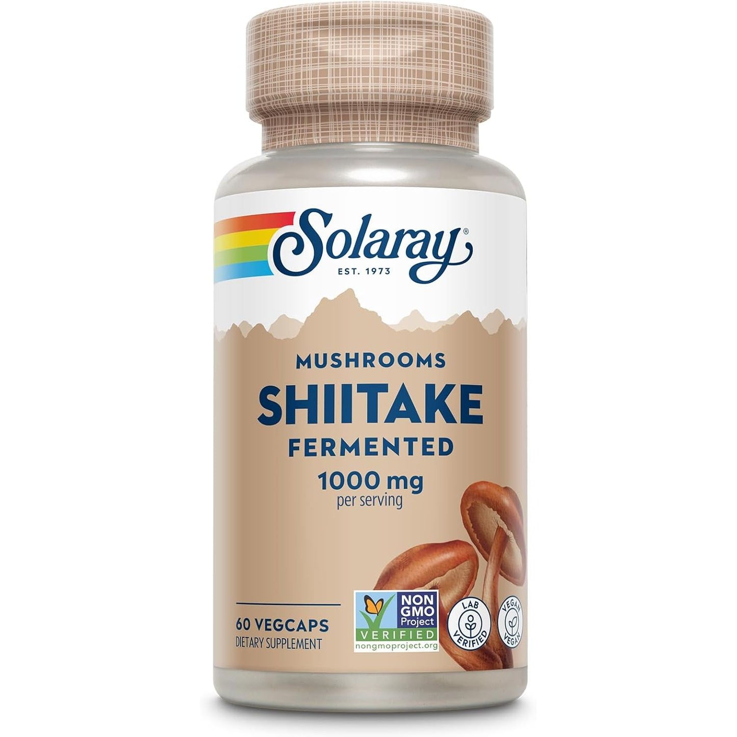 Solaray Shitake 500mg | Hongos | Organically Grown Fermented Mushroom | 60 VegCaps