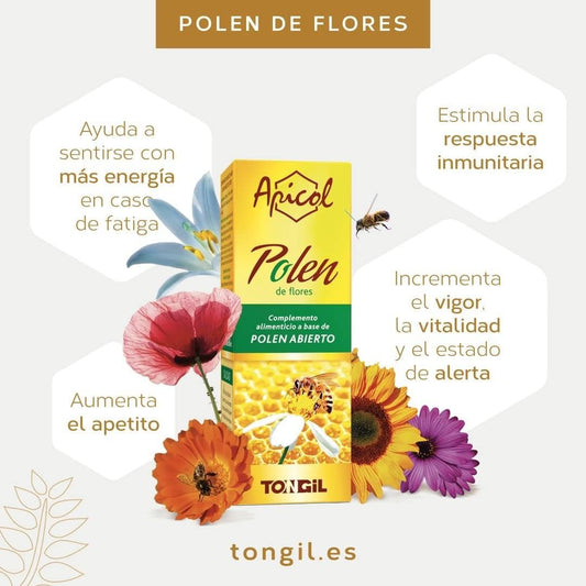 Polen de Abeja Natural 60ml | 10x Veces Más Concentrado y Biodisponible que el Convencional | El Único Abierto y Desespecificado - SIN ALÉRGENOS | Apicol Tongil