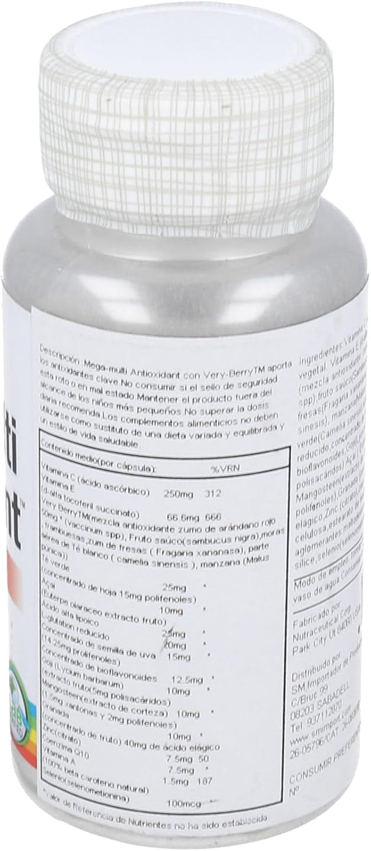 Solaray Mega Multi Antioxidant | CoQ10, ALA, Selenium, Goji, Acai | 60 VegCaps