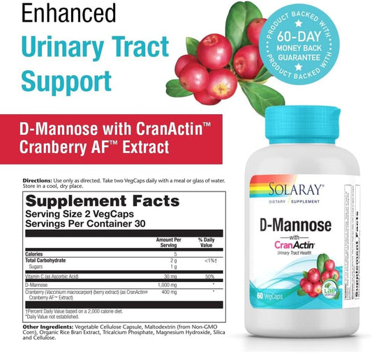 Solaray D-Mannose and Crancatin Capsule - Pack of 60