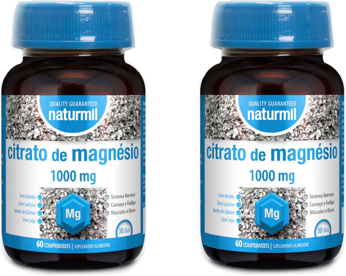 NATURMIL Citrato de Magnesio 1000mg - Pack 2 Unidades de 60 Comprimidos - Absorción Óptima