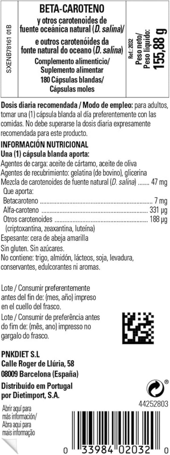 Solgar | Natural Source Oceanic Beta-Carotene | Food Supplement to Support Skin Maintenance | With Carotenes | For Men & Women | 180 Capsules