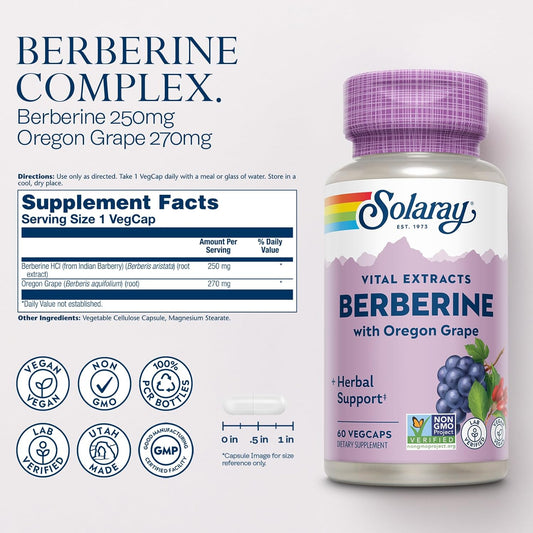 Solaray, Berberine Root Extract (Barberry Root Extract), 60 Vegan Capsules