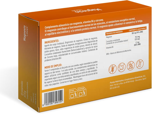 Plameca Magnesium by Curarti - High Supply with 4 Sources of Magnesium: Bisglycinate, Citrate, Hydroxide and Oxide - Extended Release - Reinforced with Turmeric and Vitamin B6-60 Tablets