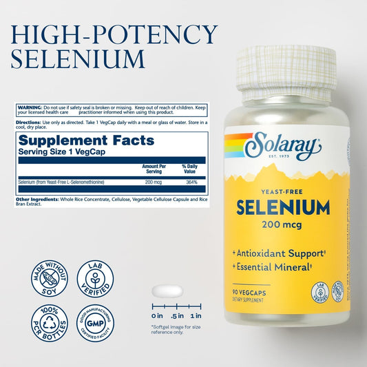 Solaray Selenium 200 mcg | Selenium | 90 VegCaps