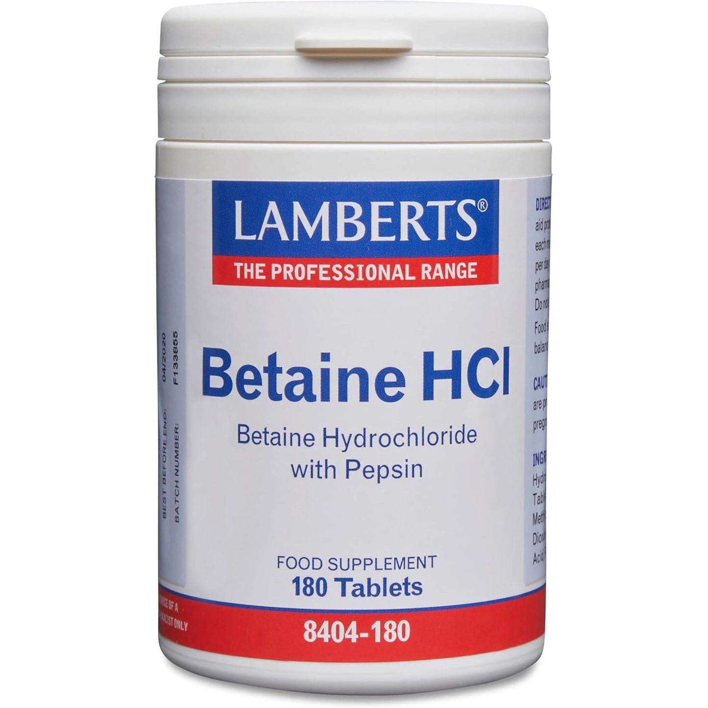 Betaína HCl 324 mg pepsina 5 mg 180 comprimidos