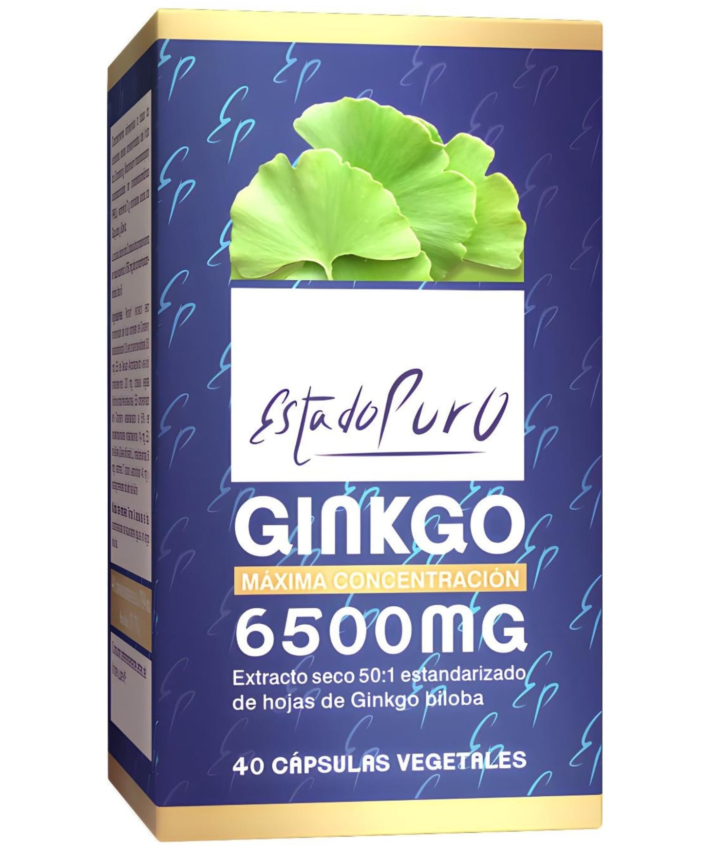 Ginkgo Biloba Estado Puro 6500mg | Extracto Estandarizado y Máxima Concentración | 24% de Flavonoides y 6% de Terpenos | Memoria y Concentración + Circulación | 40 Cápsulas de Tongil