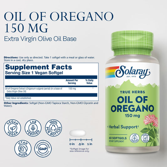 Solaray Oil of Oregano 150mg | Oregano Oil | 60 Pearls