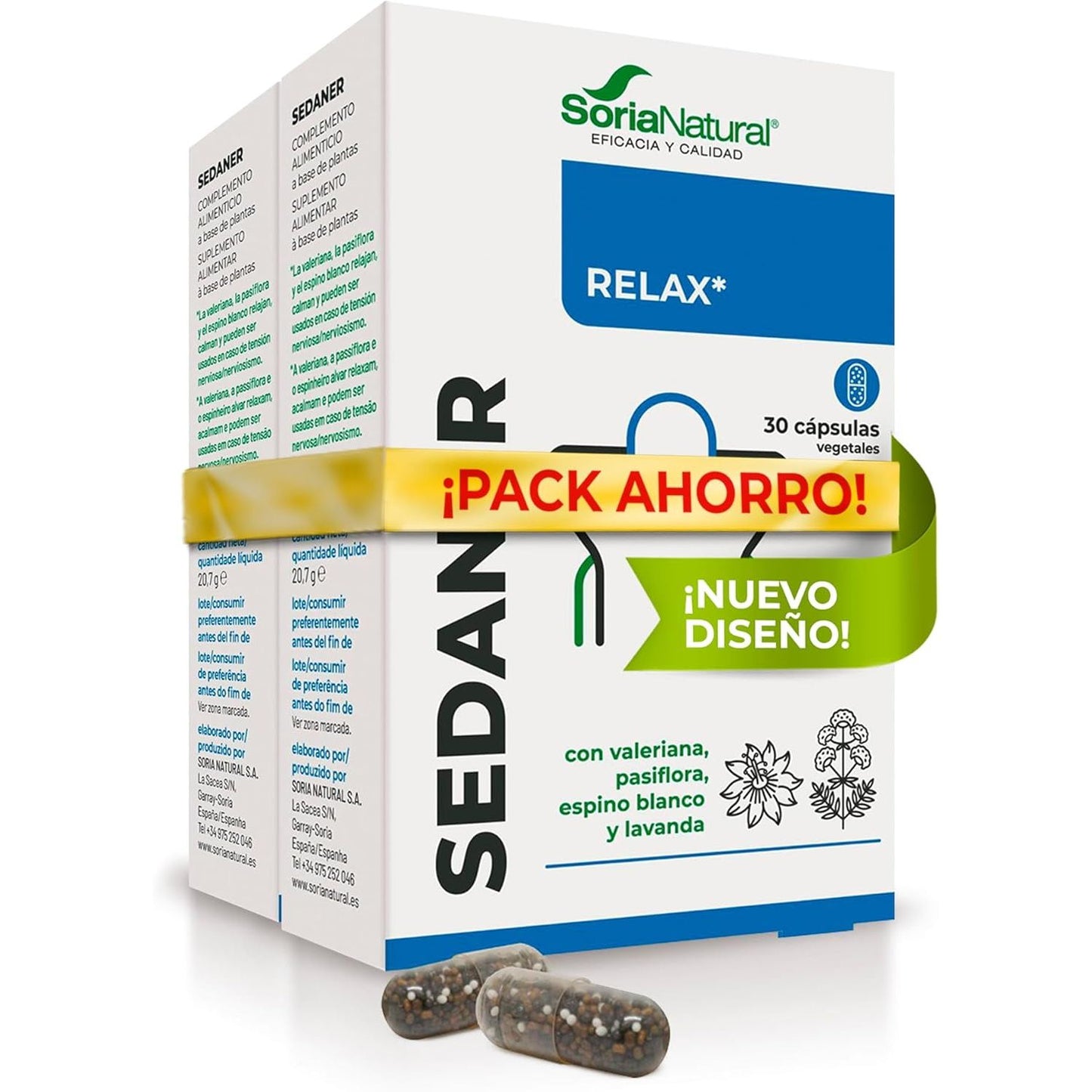 Sedaner relajación valeriana pasiflora lavanda espino 60 cápsulas