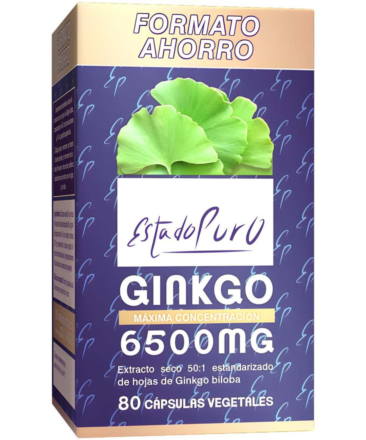 Ginkgo Biloba Estado Puro 6500mg | Extracto Estandarizado y Máxima Concentración | 24% de Flavonoides y 6% de Terpenos | Memoria y Concentración + Circulación | 40 Cápsulas de Tongil