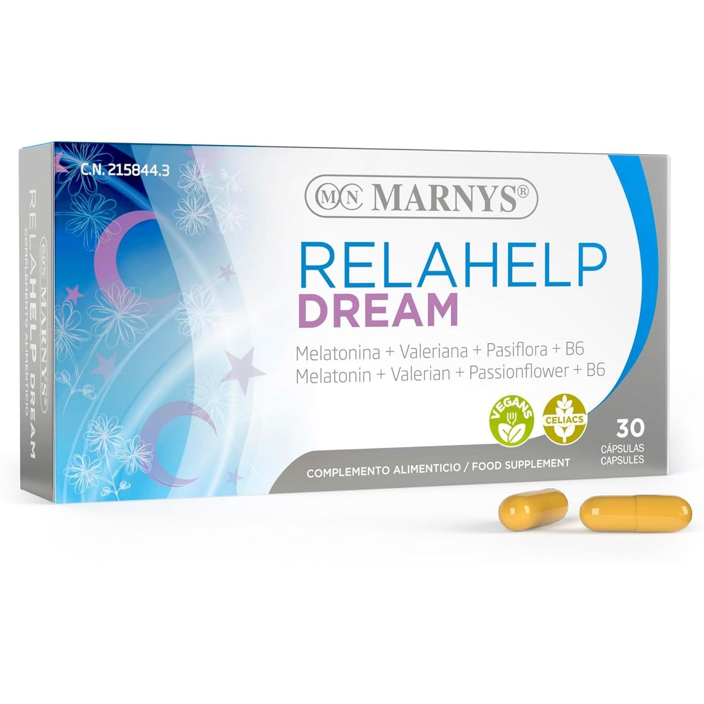 Relahelp Dream Melatonin Valerian Passionflower Lemon Balm 30 capsules
