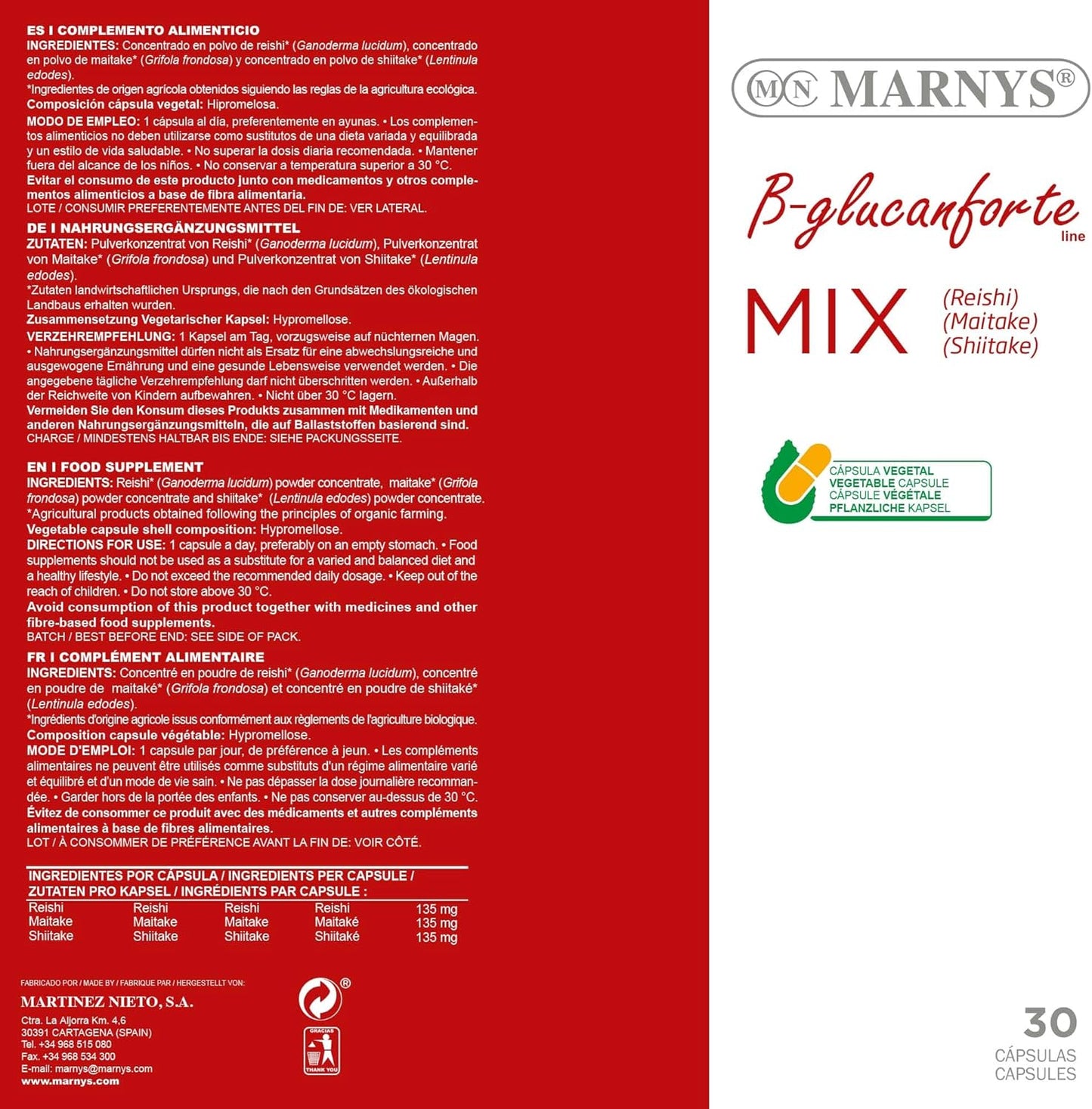 MARNYS Beta-Glucanforte Mix (Reishi, Maitake, Shiitake) 30 capsules