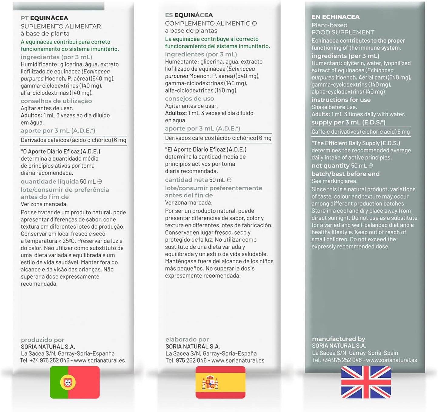 Soria Natural Echinacea Extract - Strengthens your defenses naturally - Supports the immune system - 100% Natural Plant Extract High Absorption - Pack of 2 x 50ml