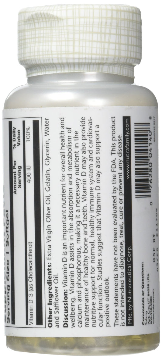 SOLARAY - VIT. D3 400UI 120PERLAS SOLARA