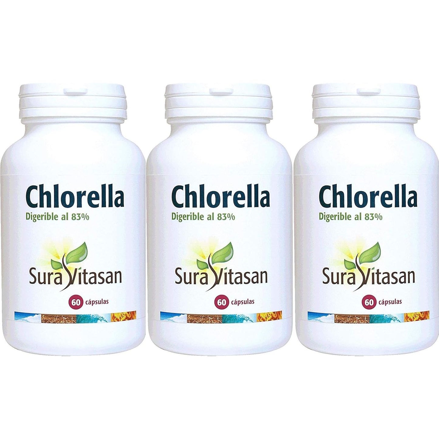 Chlorella 455 mg pared celular rota Sura Vitasan – Pack 2 unidades × 60 cápsulas