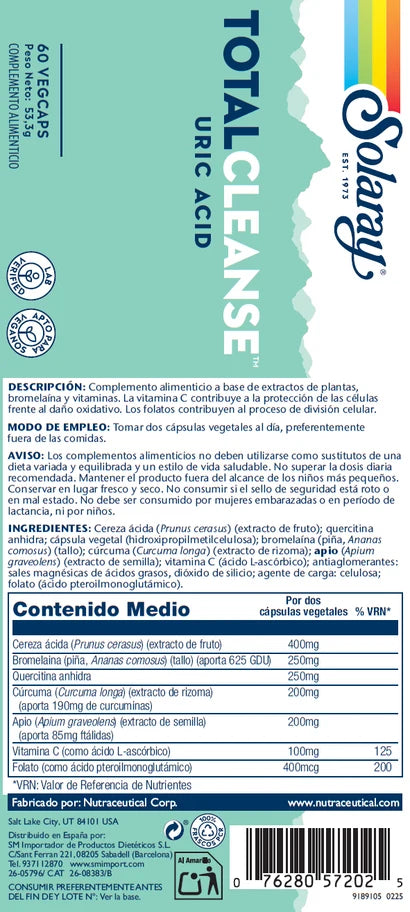 Limpieza total ácido úrico 60 cápsulas Solaray