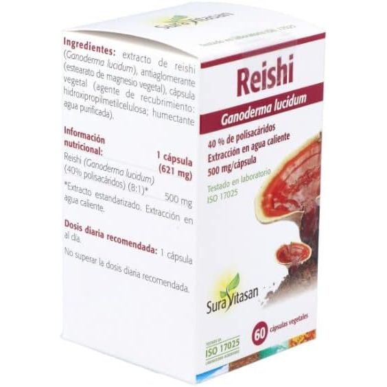 Reishi extracto 8:1 500 mg 60 cápsulas pack 3