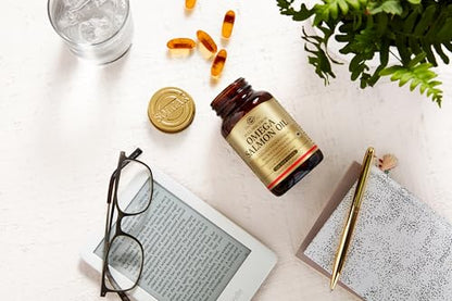 SOLGAR - Full Spectrum Omega - Wild Alaskan Salmon Oil - Omega 3, 5, 6, 7, 9, Vitamin D3 and Astaxanthin - Cardiac, Brain, Visual and Immune Support - 120 Softgels