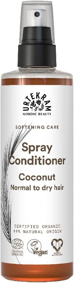 Urtekram Coconut Rinse Free Spray Conditioner with Organic Coconut Nectar, Natural Hydration and Frizz Control for Normal, Vegan and Natural Hair, 250 ml