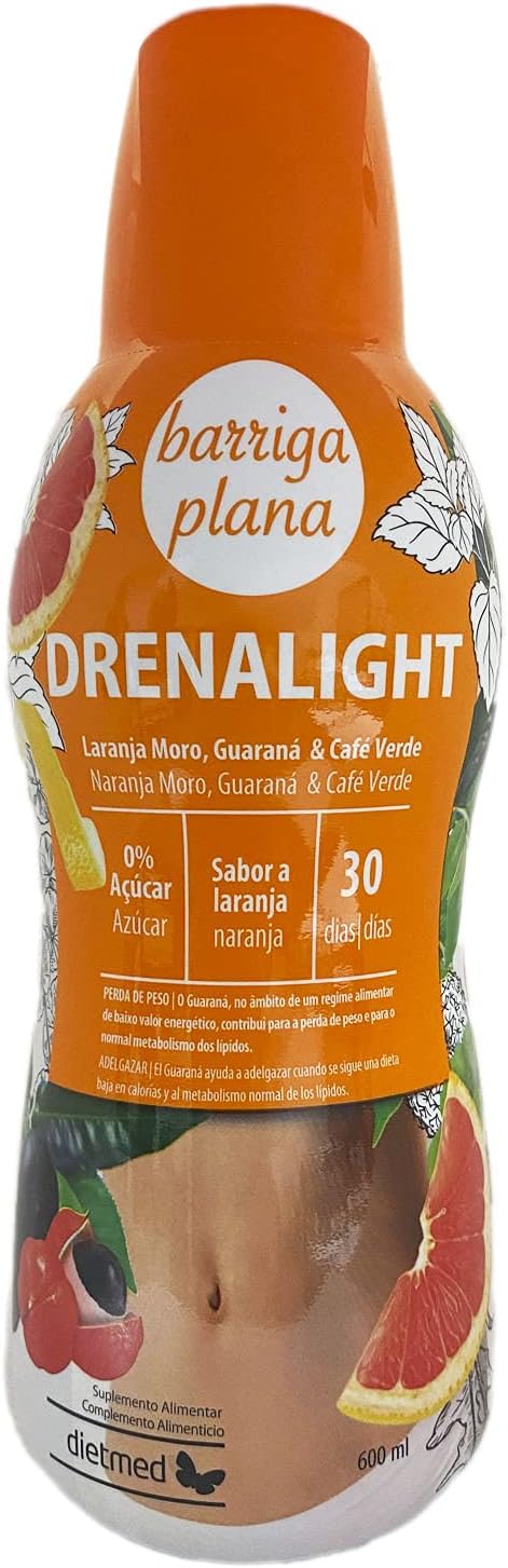 Dietmed | Drenalight Flat Belly - 600ml Oral Solution | Orange Red Moor, Guarana and Green Coffee | 30 days