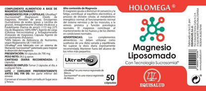 Holomega Magnesium Liposomal | Equisalud | With Ultramag, High Absorption Magnesium | 50 Capsules
