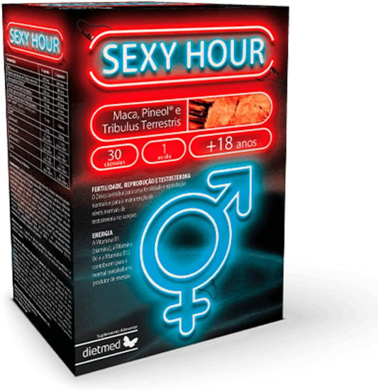 DietMed Sexy Hour | Ideal Formula for Men and Women | Potency and Improves Redness | With Maca - Pineol - Tribulus Terrestris - Vitamin B1 B6 B12 - Zinc | 30 Capsules - 100% Natural