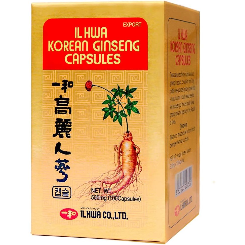 Ginseng coreano Panax 500 mg Ilhwa calidad 100 cápsulas