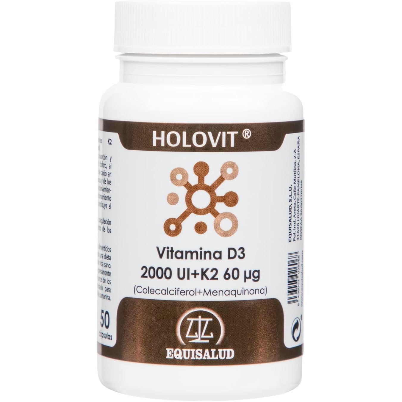 Vitamina D3 2000 IU K2 60 µg 50 cápsulas