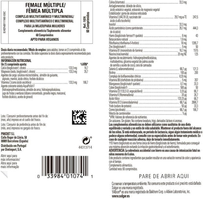 Solgar | Female Multiple | Food Supplement that Helps the Correct Function of the Women's Body | With Multiple Vitamins | For Women | 60 Capsules