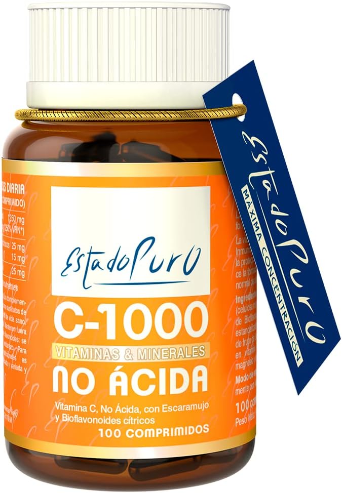 Vitamin C 1000 mg Pure State | 100 Tablets with Rosehip and Citrus Bioflavonoids | 3 Month Supply | High Absorption, Gentle on Stomach | Vegan, Gluten Free | Tongil (1)