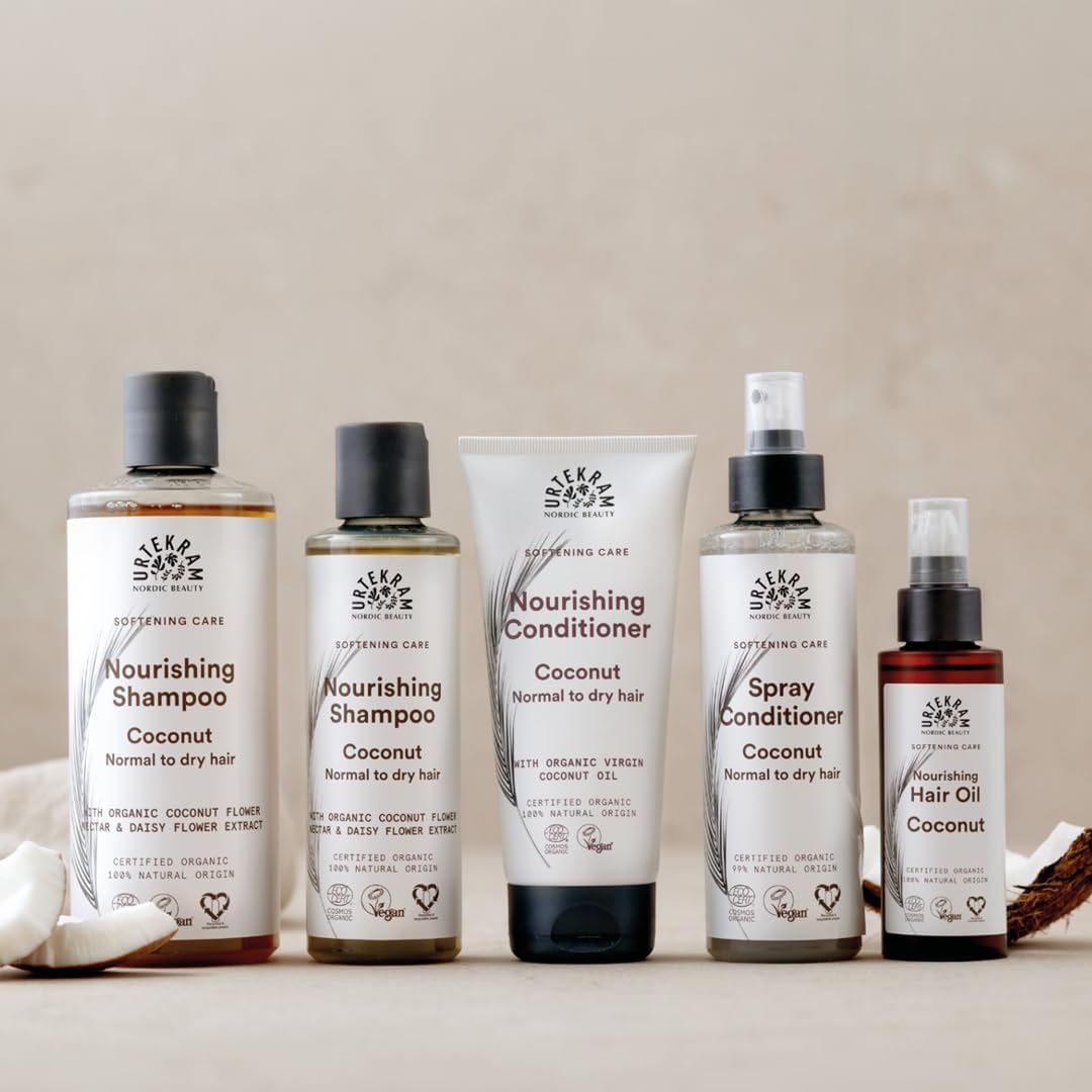 Urtekram Coconut Rinse Free Spray Conditioner with Organic Coconut Nectar, Natural Hydration and Frizz Control for Normal, Vegan and Natural Hair, 250 ml