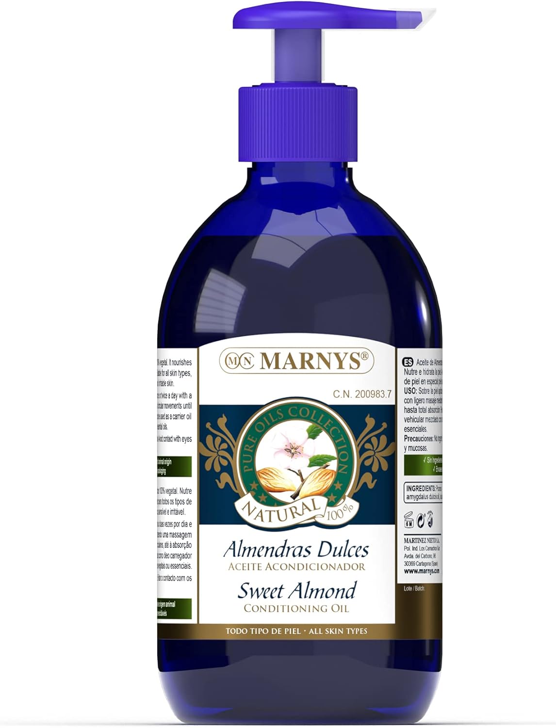 MARNYS Sweet Almond Oil 100% Vegetable Dispenser 500 ml