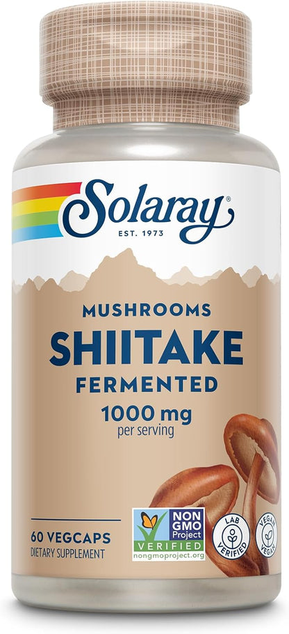 Solaray Shitake 500mg | Mushrooms | Organically Grown Fermented Mushroom | 60 VegCaps