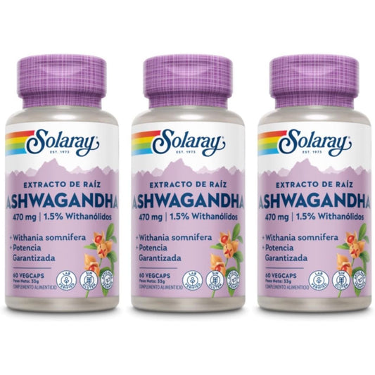 Ashwagandha extracto 470 mg 60 cápsulas Pack 3