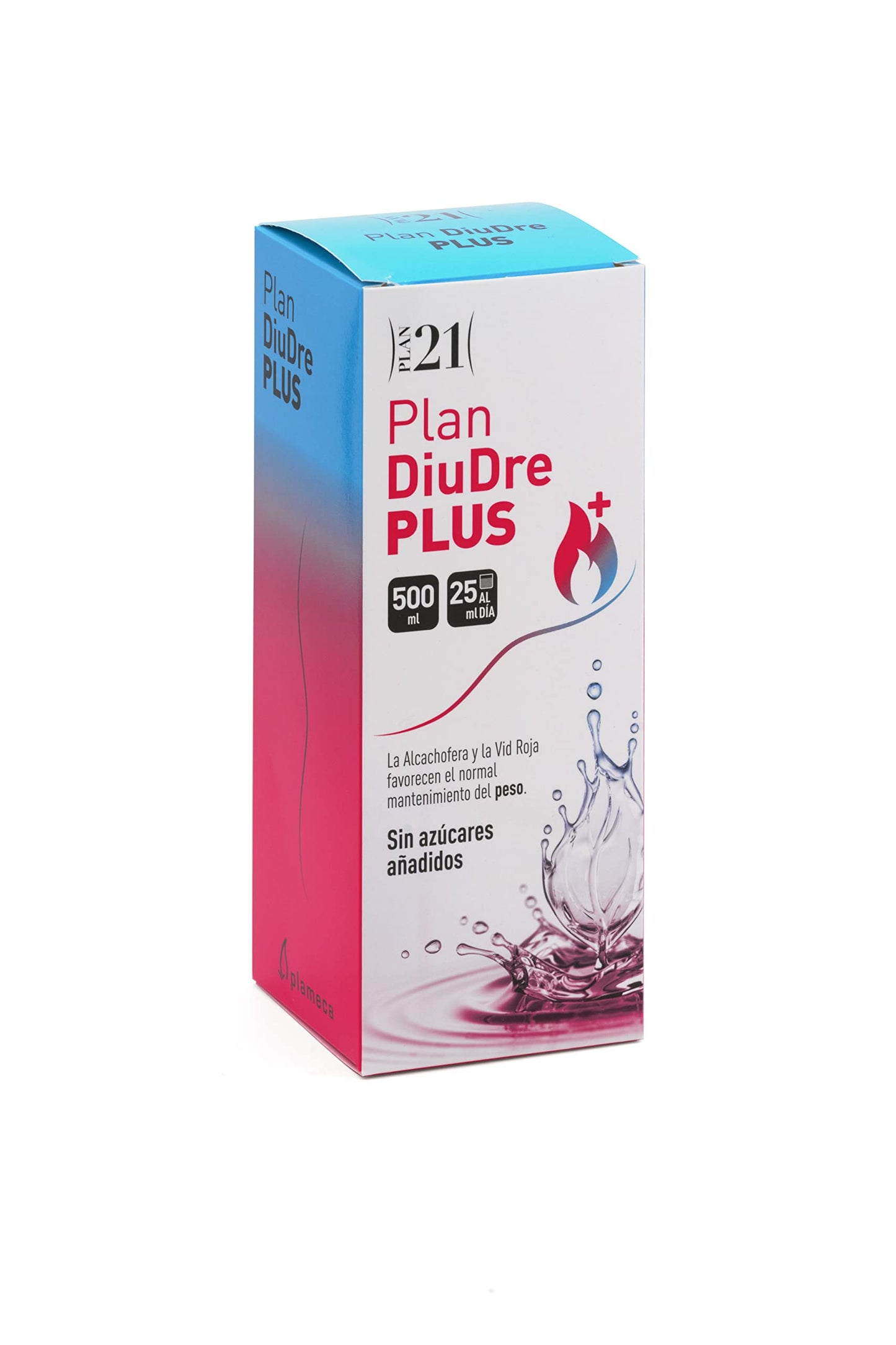 PLAMECA - Plan 21 DiuDre Plus, with Green Coffee, Green Tea, L-Carnitine and Chrome, Body Weight Control, Helps with Retention of Liquids and Swelled Belly, Balance of Liquids and Excess - 500 ml