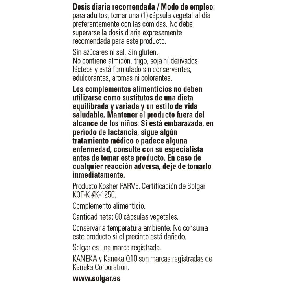 Solgar CoQ-10 (Coenzyme Q-10) 60 mg Vegetable Capsules - Pack of 60