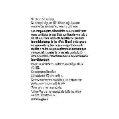 Solgar | Zinc Picolinate | Food Supplement that Improves Immune Function | With Zinc | For Men and Women | 100 Capsules