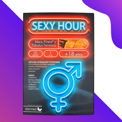 DietMed Sexy Hour | Ideal Formula for Men and Women | Potency and Improves Redness | With Maca - Pineol - Tribulus Terrestris - Vitamin B1 B6 B12 - Zinc | 30 Capsules - 100% Natural