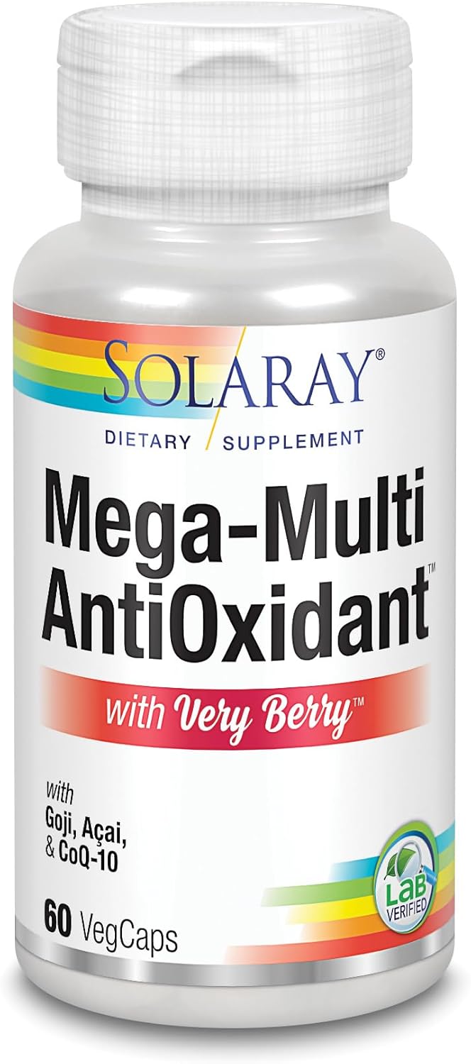 Solaray Mega Multi Antioxidant | CoQ10, ALA, Selenium, Goji, Acai | 60 VegCaps