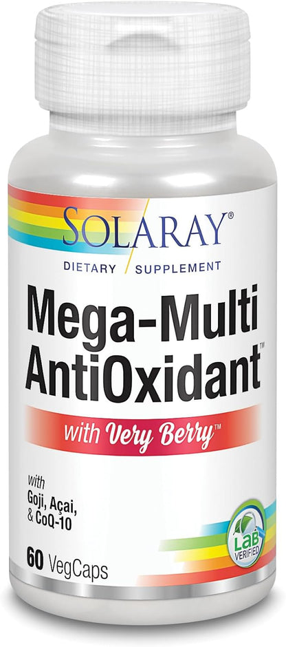 Solaray Mega Multi Antioxidant | CoQ10, ALA, Selenium, Goji, Acai | 60 VegCaps