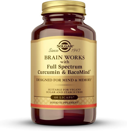 Solgar Solgar | Brain Works with Full Spectrum Curcumin and BacoMind - 60 Vegetable Capsules Licaps 200g