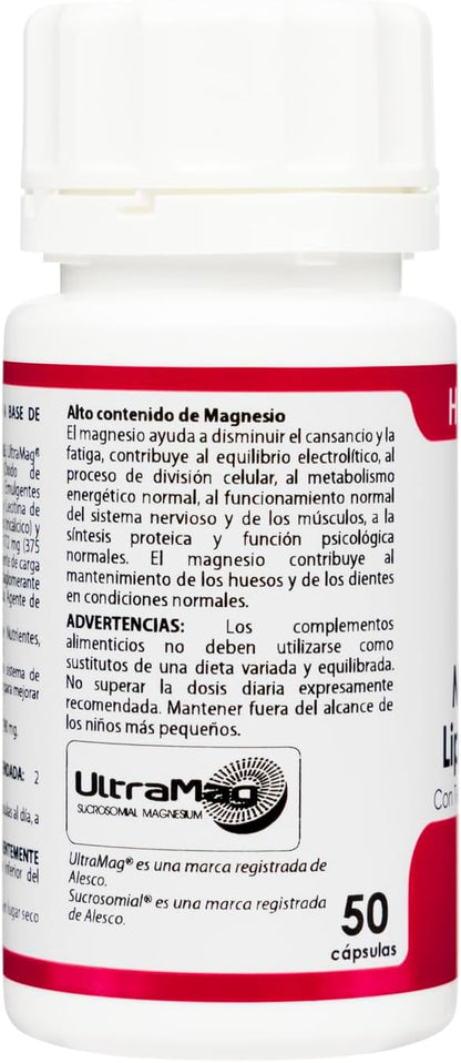 Holomega Magnesium Liposomal | Equisalud | With Ultramag, High Absorption Magnesium | 50 Capsules
