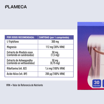 PLAMECA - Strong Tryptophan, with Vitamin B9, Vitamin B2 and Magnesium, Decreases Tired and Fatigue, Contributes to the Normal Function of the Nervous System and Psychological Function - 30 Tablets