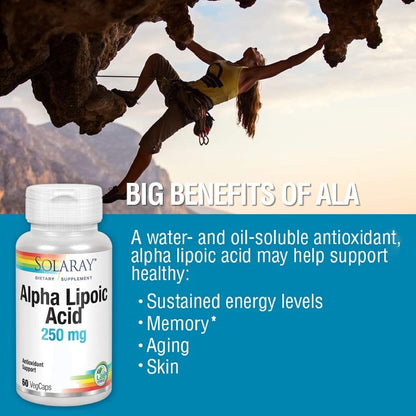 Solaray Alpha Lipoic Acid 250mg | Alpha Lipoic Acid | 60 VegCaps