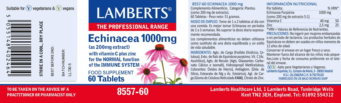 Lamberts Echinacea 1000mg - 60 Tablets