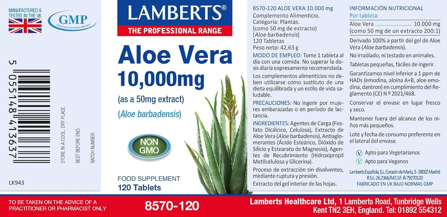 Lamberts Aloe Vera 10000mg - 120 Tablets