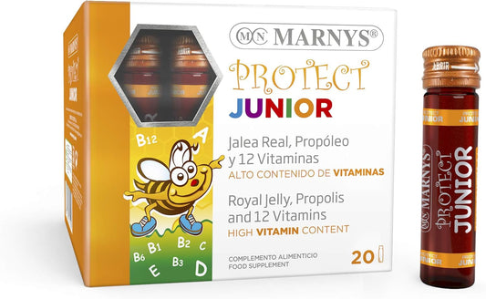 Marnys Protect Junior - Children's Defenses With Royal Jelly, Propolis And 12 Vitamins - Supplements The Diet In Children And Adolescents - Flavored With Forest Fruits - 20 Vials